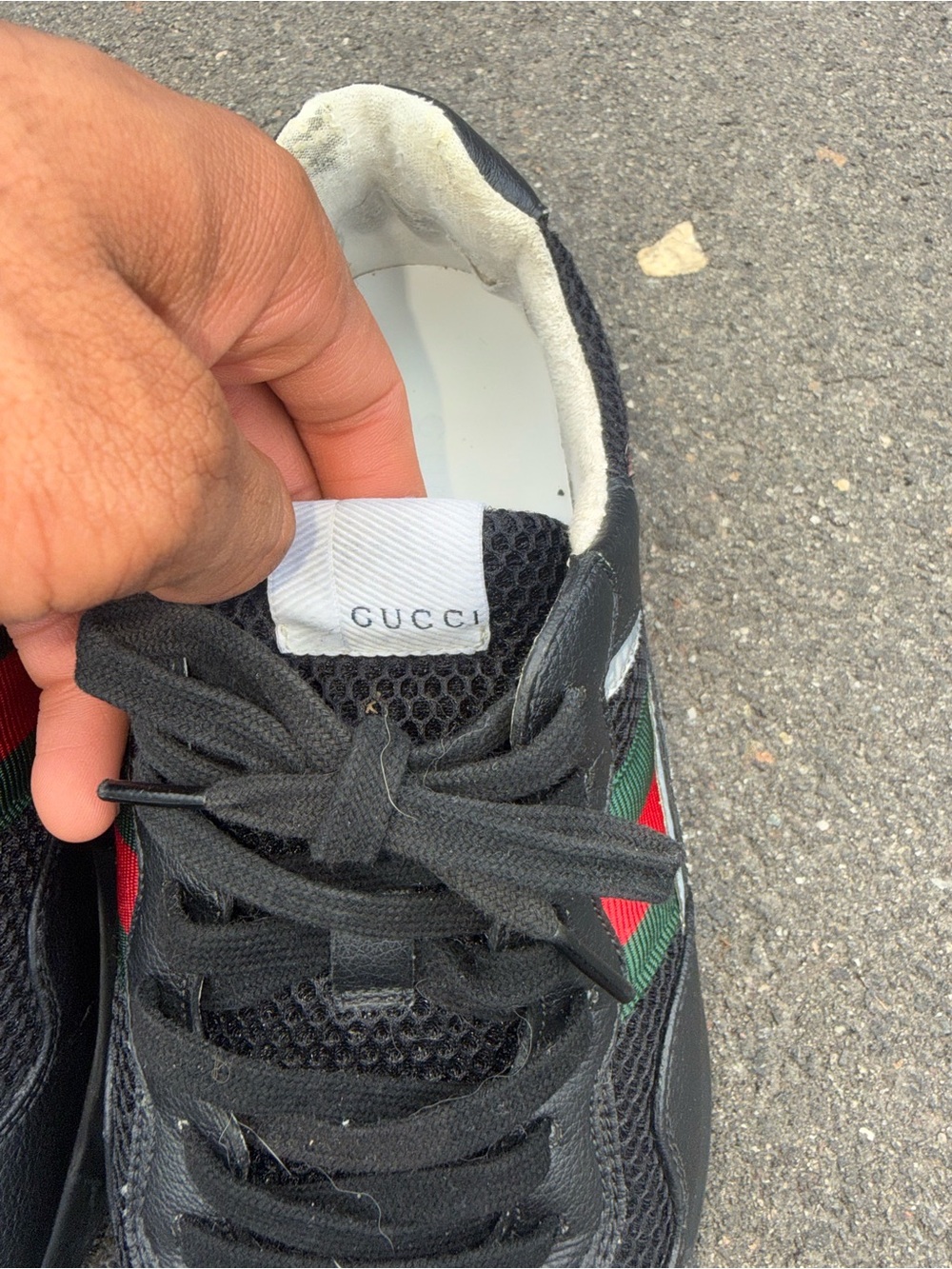Gucci Rython Leather Mesh Sneakers - Picture 4 of 9